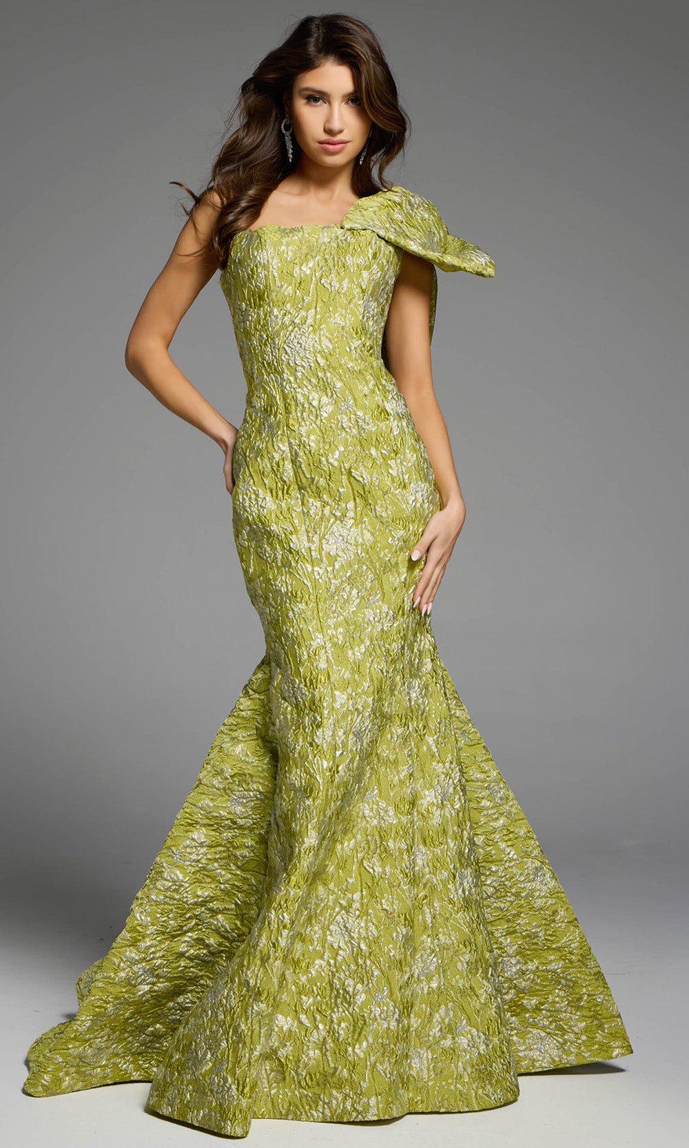 Jovani 41130 - Textured Asymmetric Evening Gown
