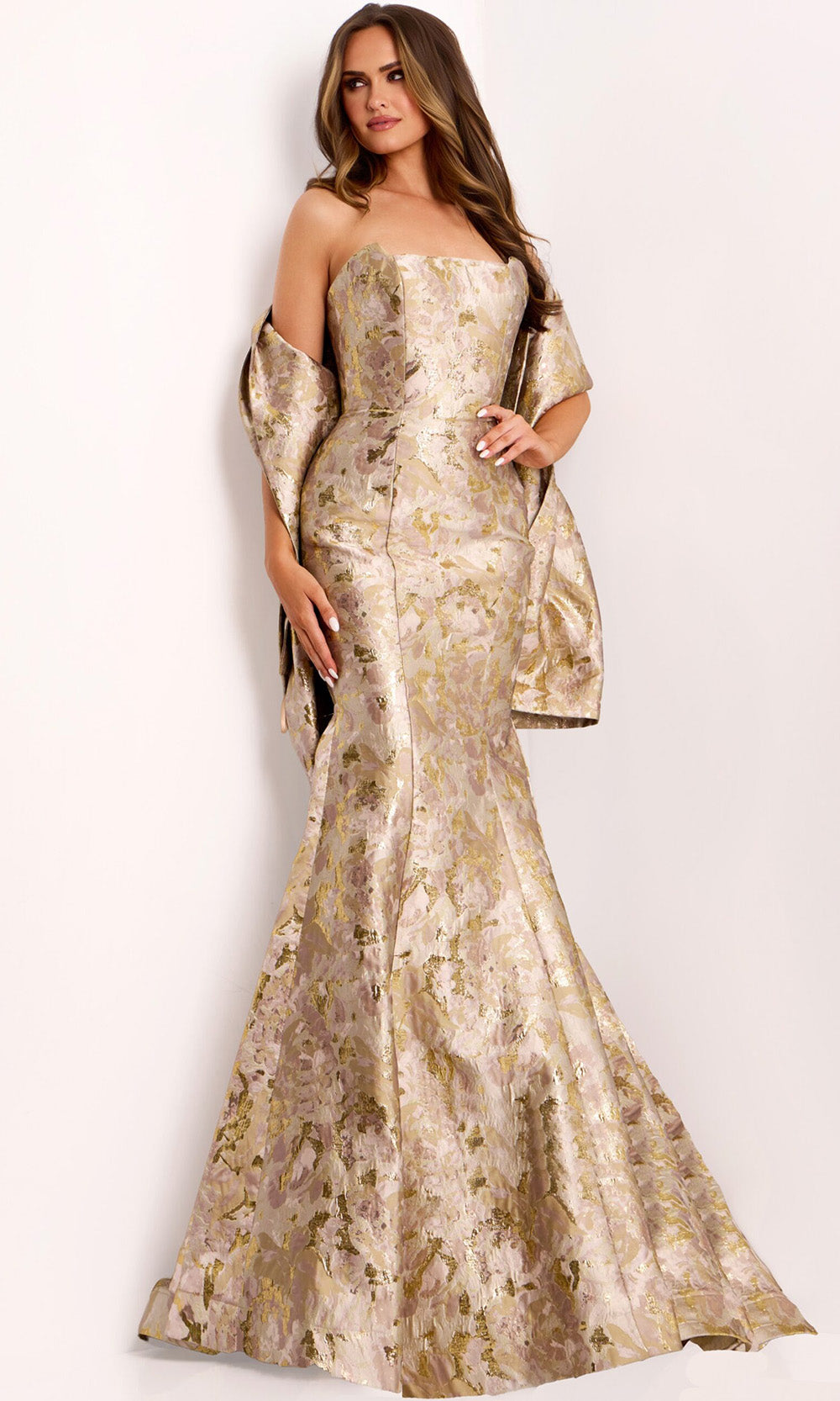 Jovani 41131 - Metallic Brocade Mermaid Evening Gown
