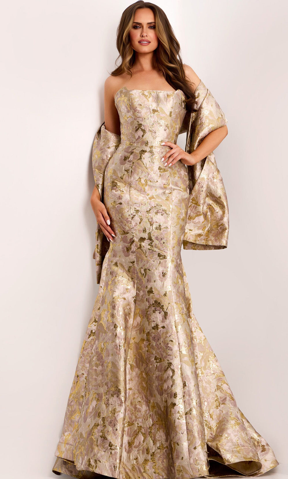 Jovani 41131 - Metallic Brocade Mermaid Evening Gown
