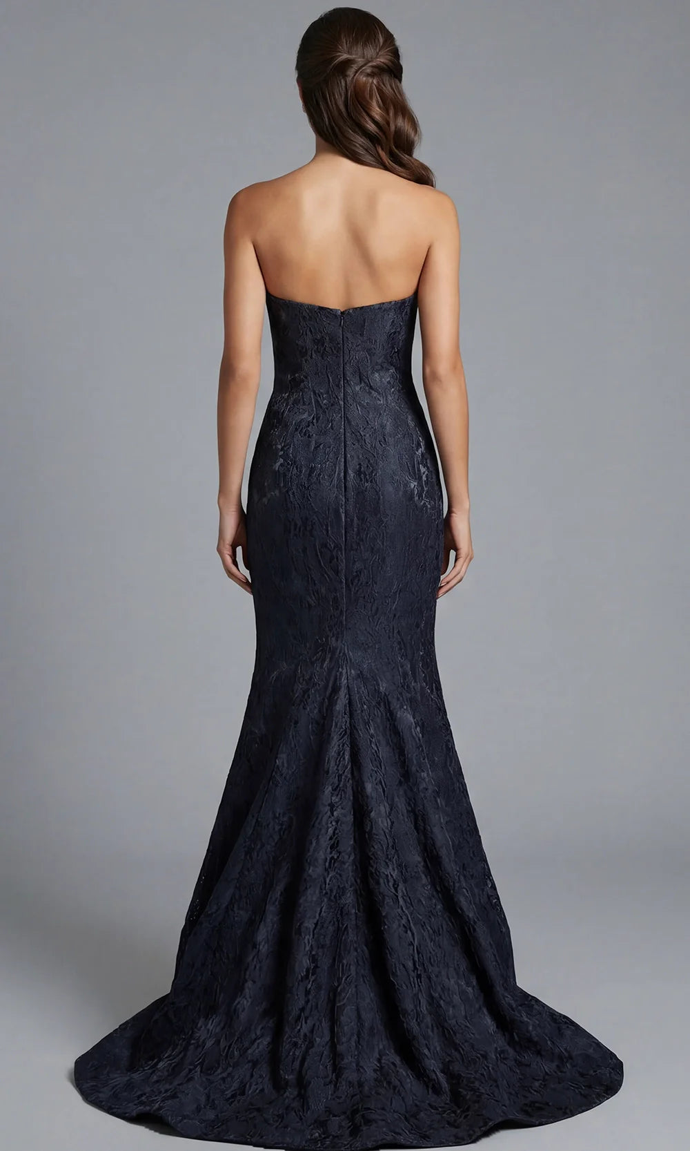 Jovani 41133 - Straight Neckline Textured Long Gown Prom Dresses  in Dark Grey 