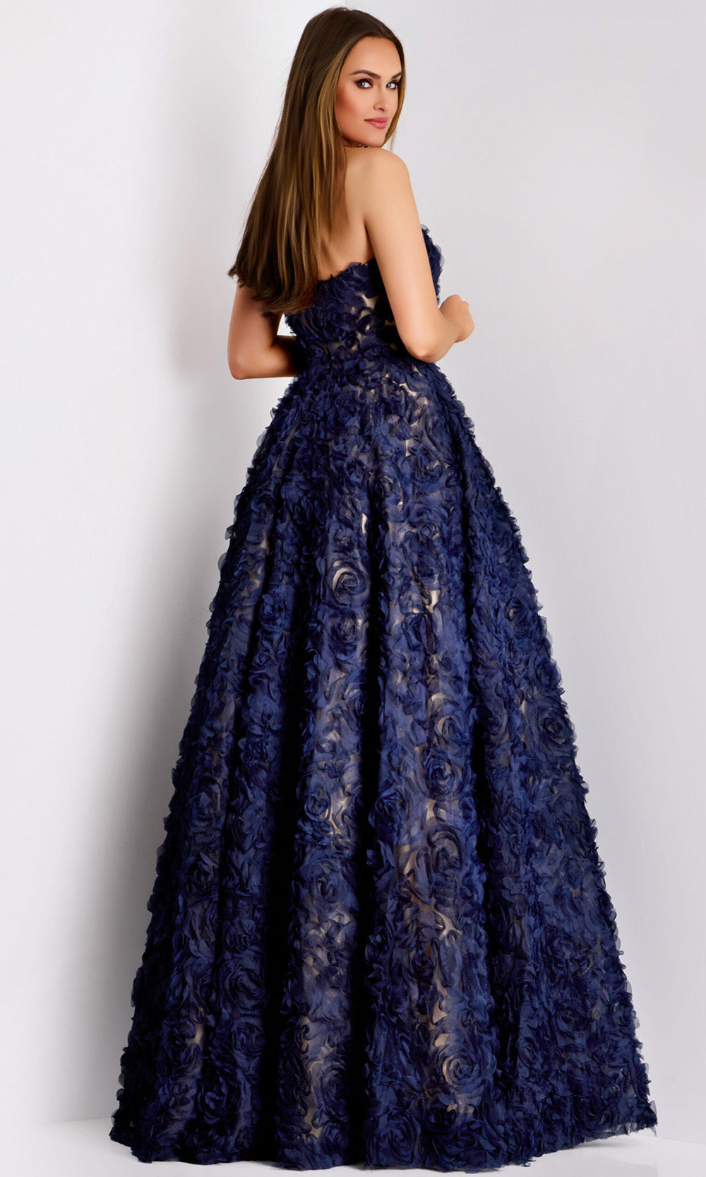 Jovani 41188 - Embroidered Strapless Tulle Dress