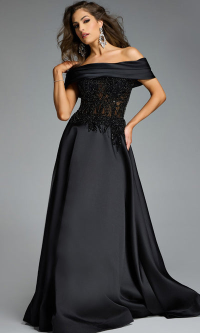 Jovani 41198 - Pleated Neckline Beaded Evening Gown Prom Dresses