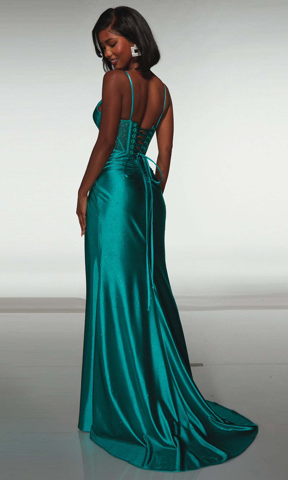 Aerie Couture 414 - Beaded Corset Evening Dress with Ruched Skirt Prom Dresses