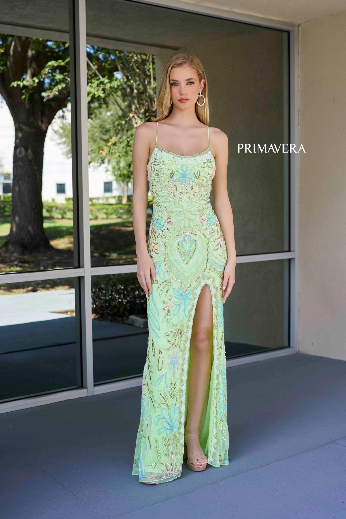 Primavera Couture 4156 - Embellished Scoop Neck Prom Dress