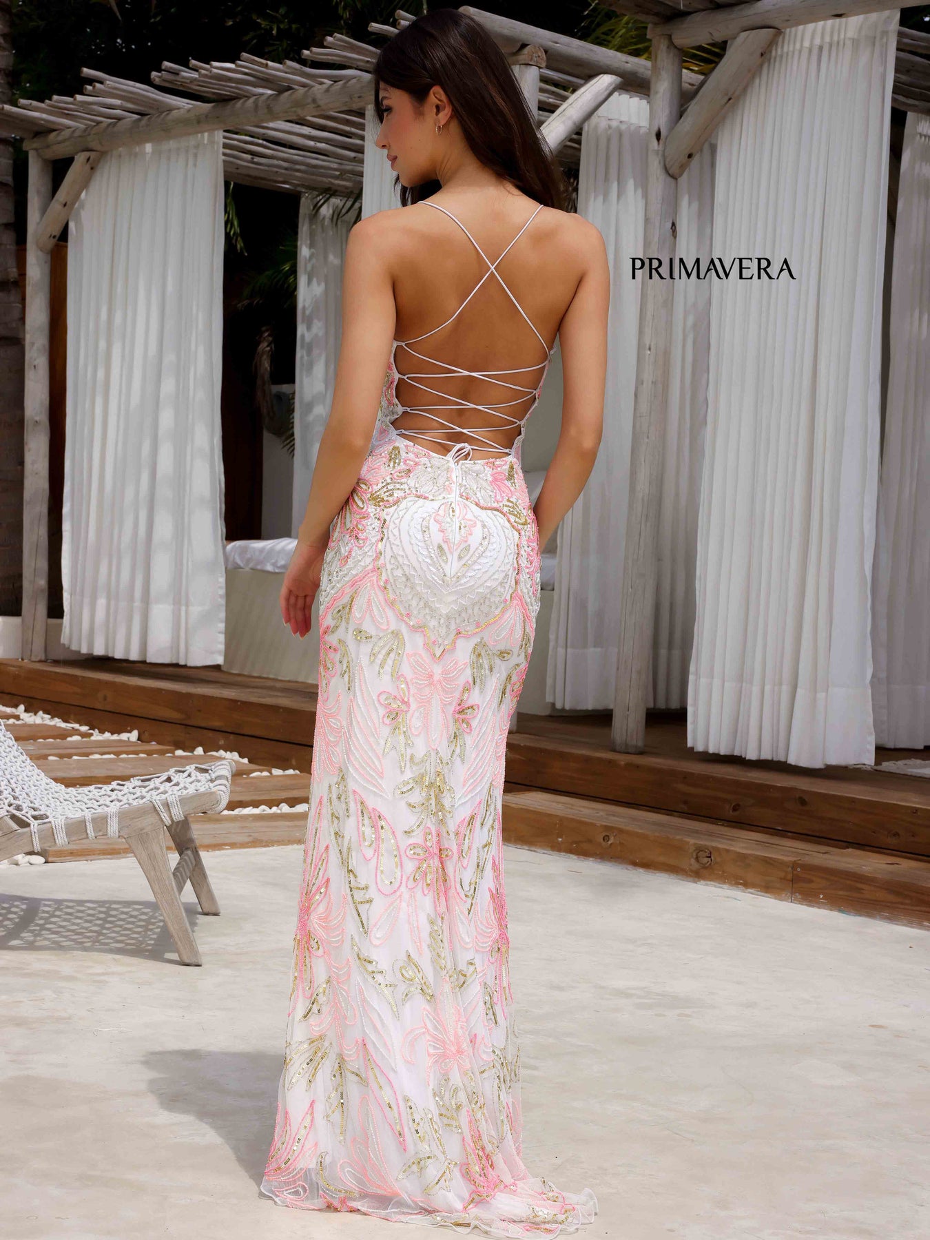 Primavera Couture 4156 - Embellished Scoop Neck Prom Dress