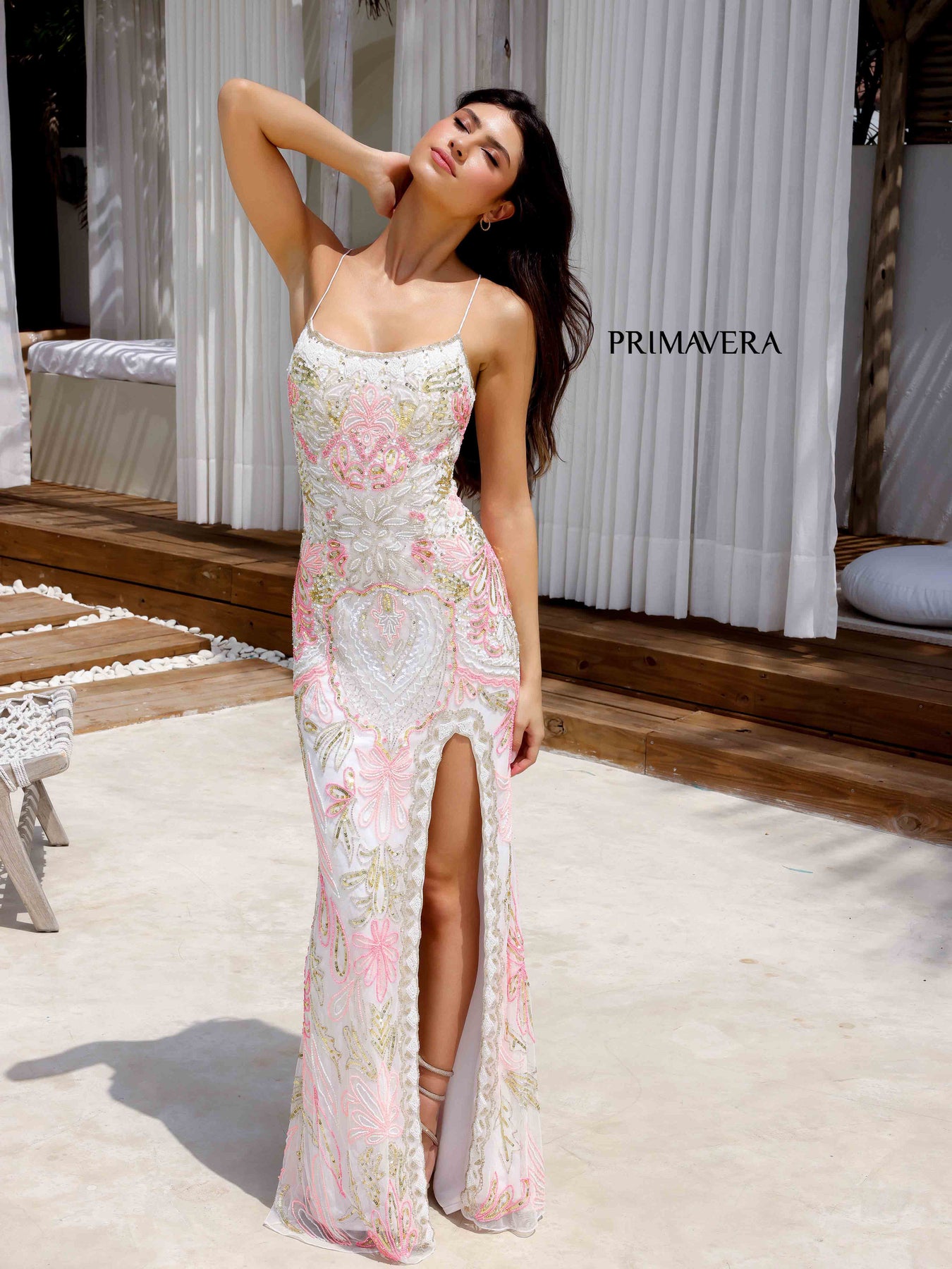 Primavera Couture 4156 - Embellished Scoop Neck Prom Dress