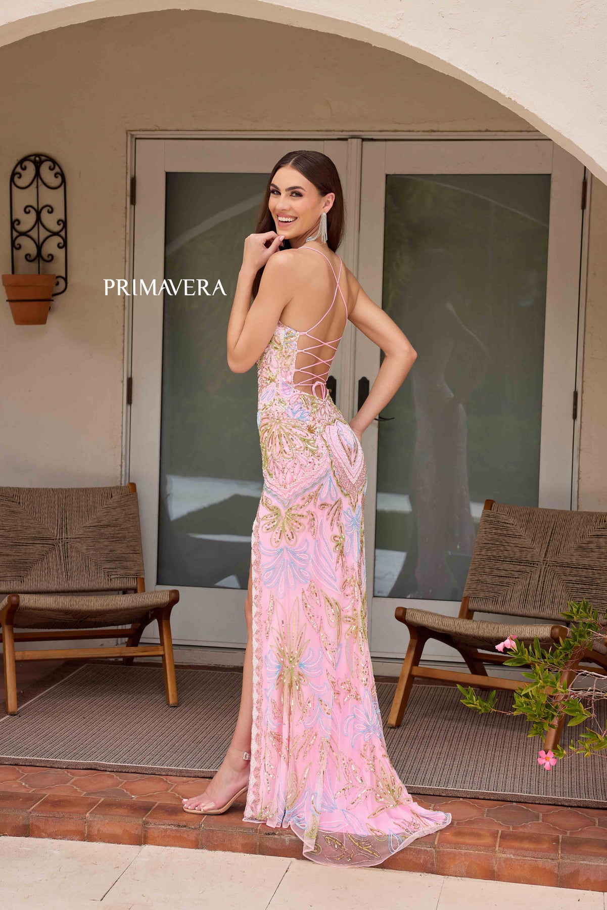 Primavera Couture 4156 - Embellished Scoop Neck Prom Dress