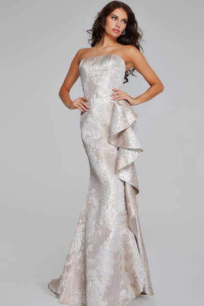 Jovani 42028 - Ruffled Detail Mermaid Evening Dress