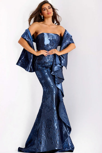 Jovani 42028 - Ruffled Detail Mermaid Evening Dress