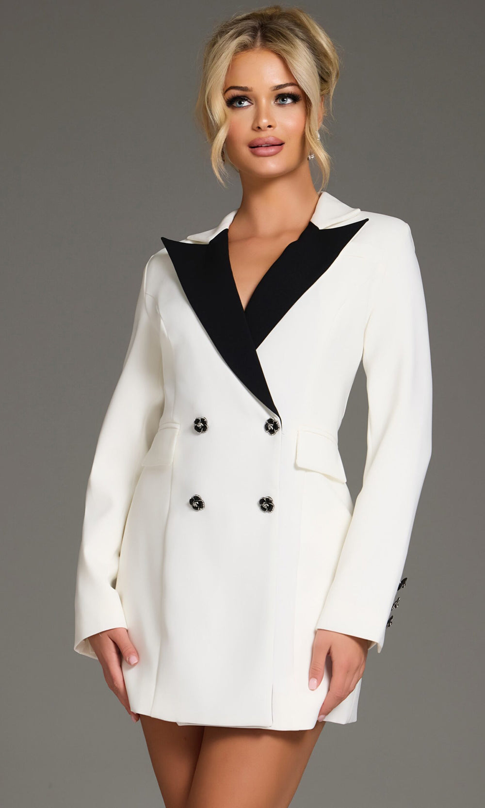 Jovani 42124 - Contrast Collar Blazer Short Dress