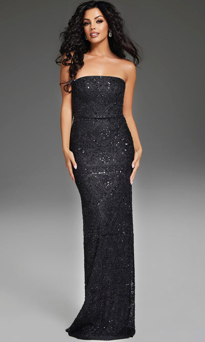 Jovani 42137 - Strapless Beaded Gown with Cape Formal Gowns