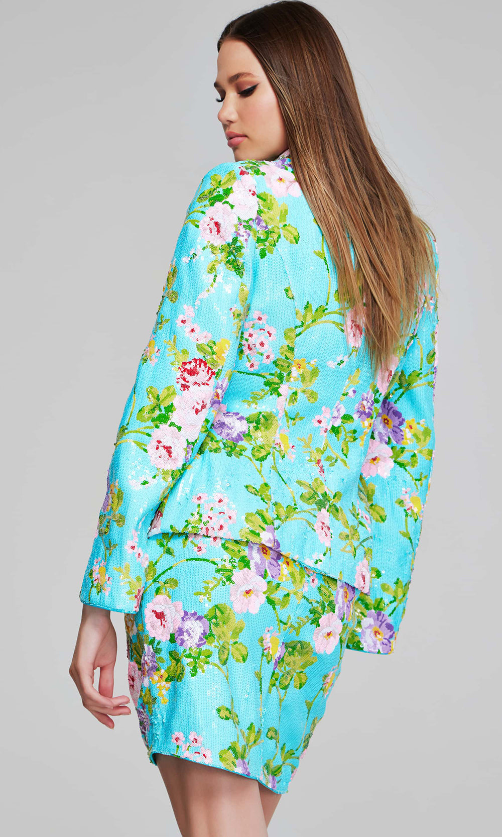 Jovani 42147 - Floral Embellished Long Sleeve Mini Dress Party Dresses  in Multi  