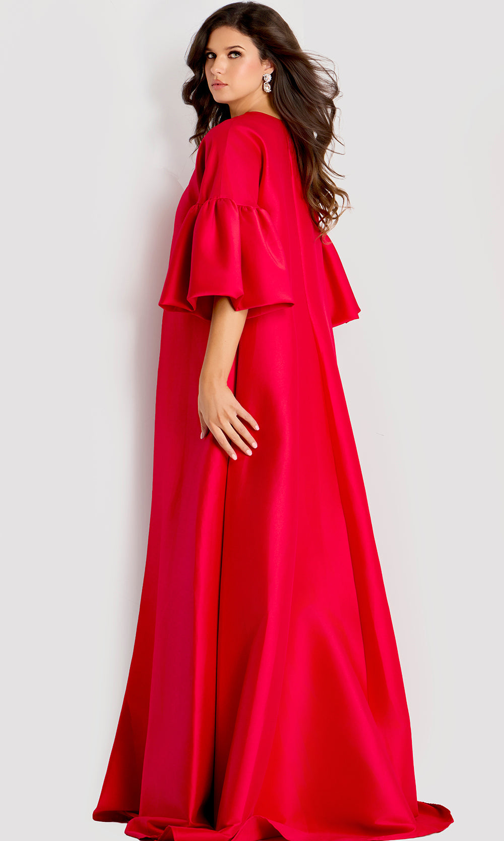Jovani 42160 - Dramatic Cape A-Line Evening Gown Special Occasion Dress In Red