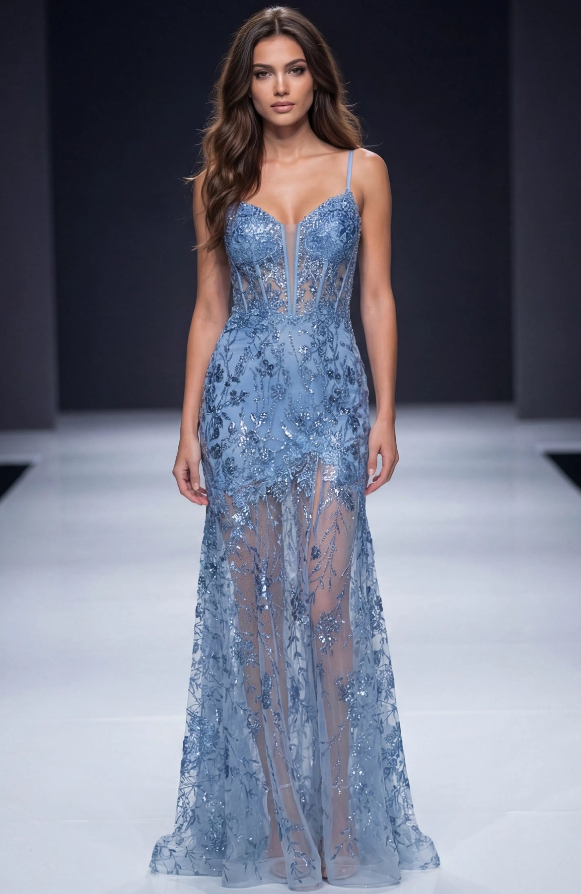 Jovani 42203 - Floral Design Evening Prom Gown