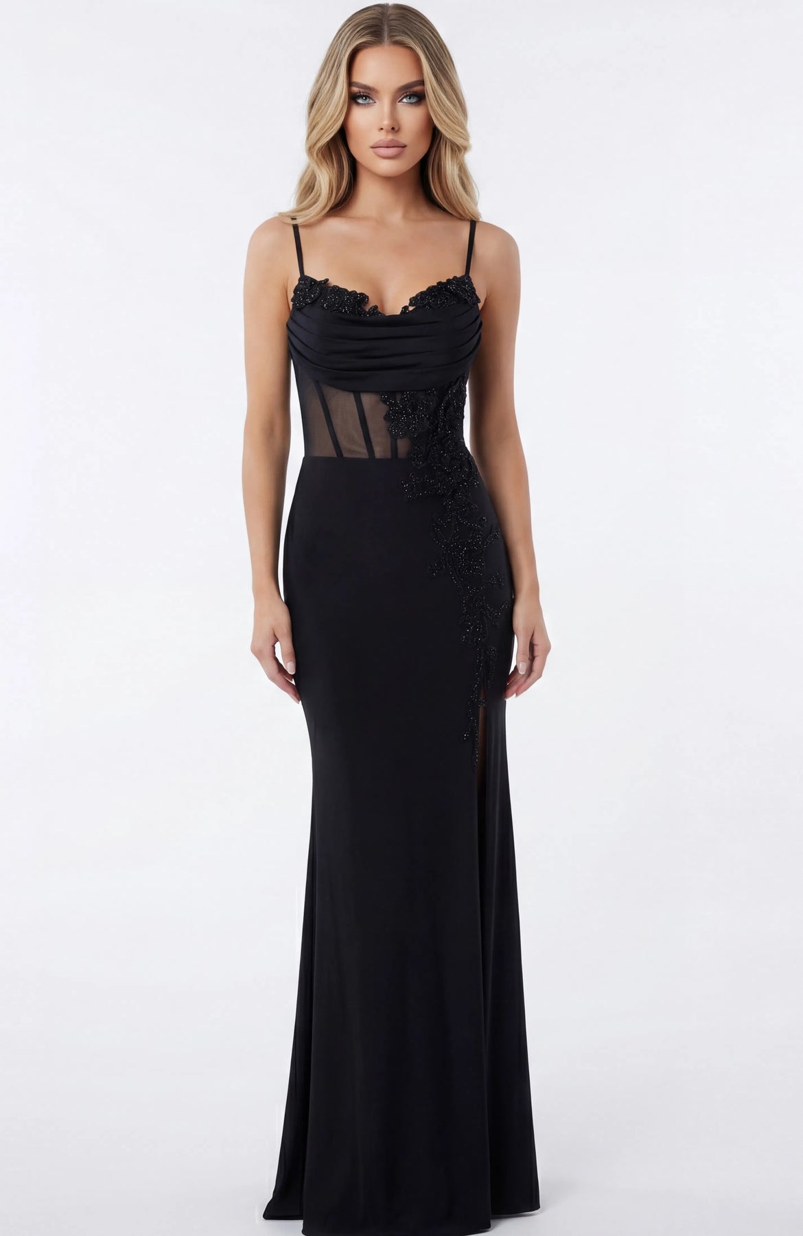 Jovani 42227 - Applique Ornate Prom Dress