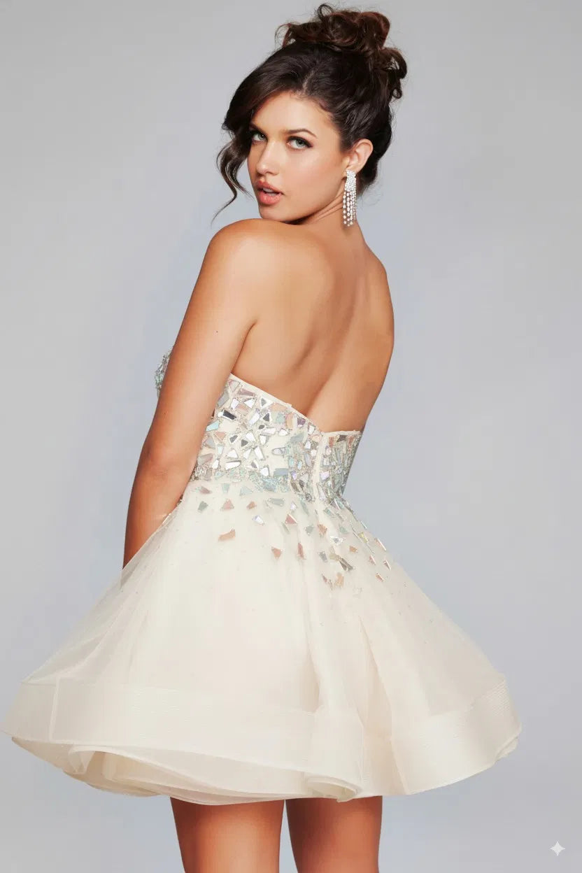 Jovani 42282 - Strapless Asymmetric Cocktail Dress