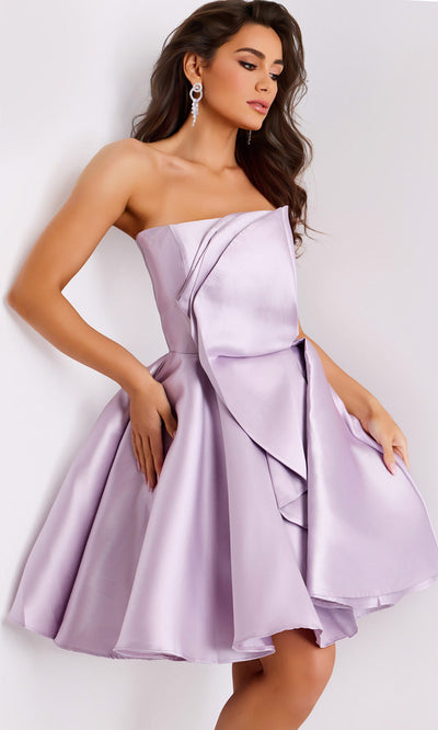 Jovani 42284 - Mikado Strapless Cocktail Dress with Ruffle Homecoming Dresses