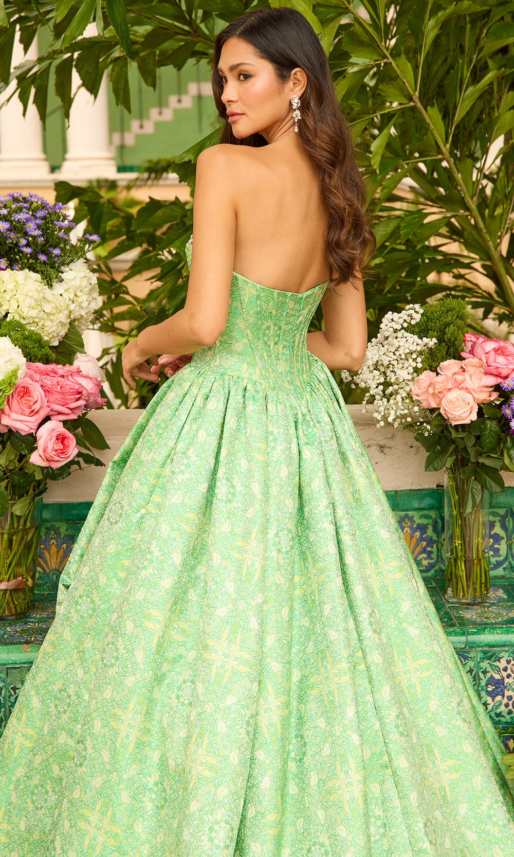 Ava Presley 42318 - Sweetheart Metallic Brocade Prom Ball GownProm Dresses in Green