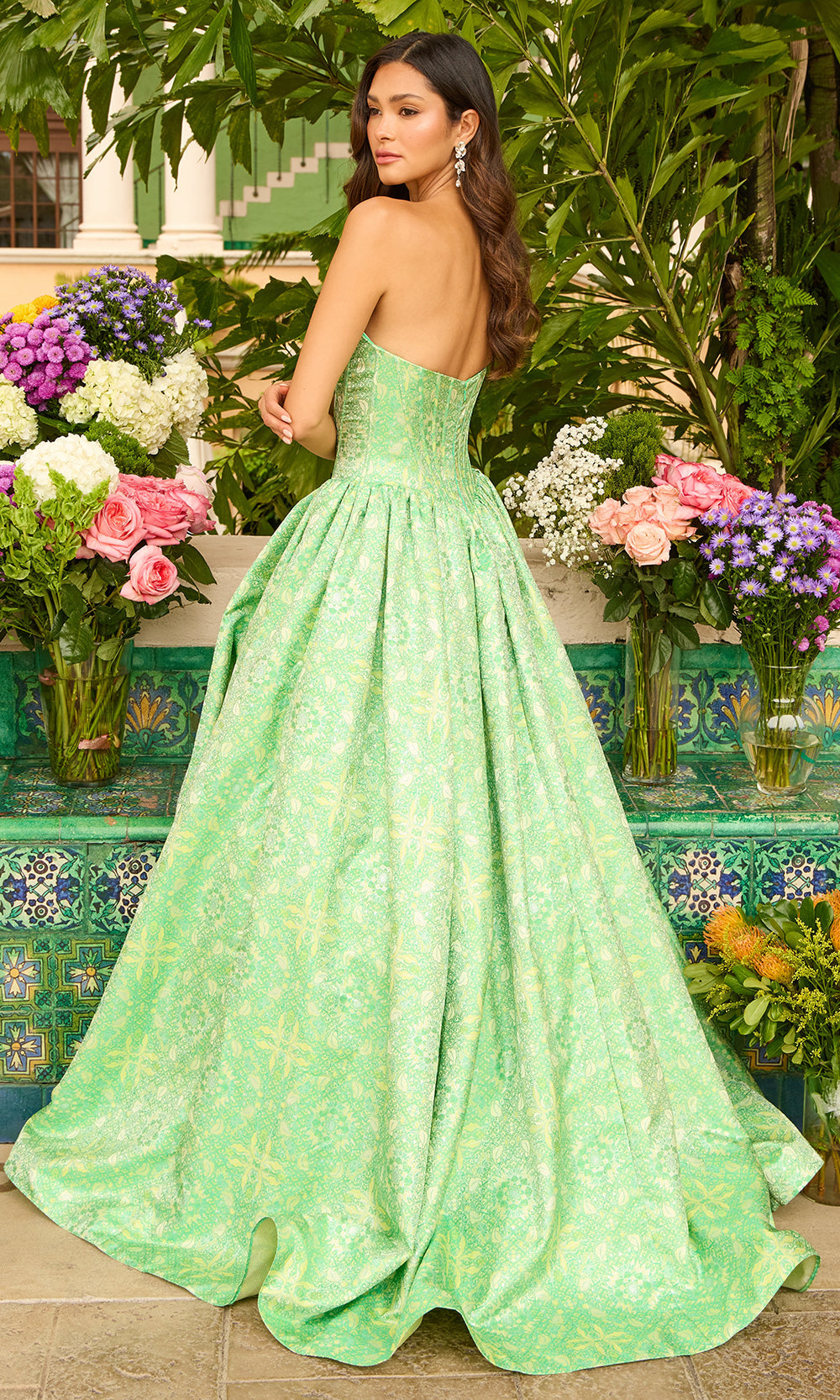 Ava Presley 42318 - Sweetheart Metallic Brocade Prom Ball GownProm Dresses in Green