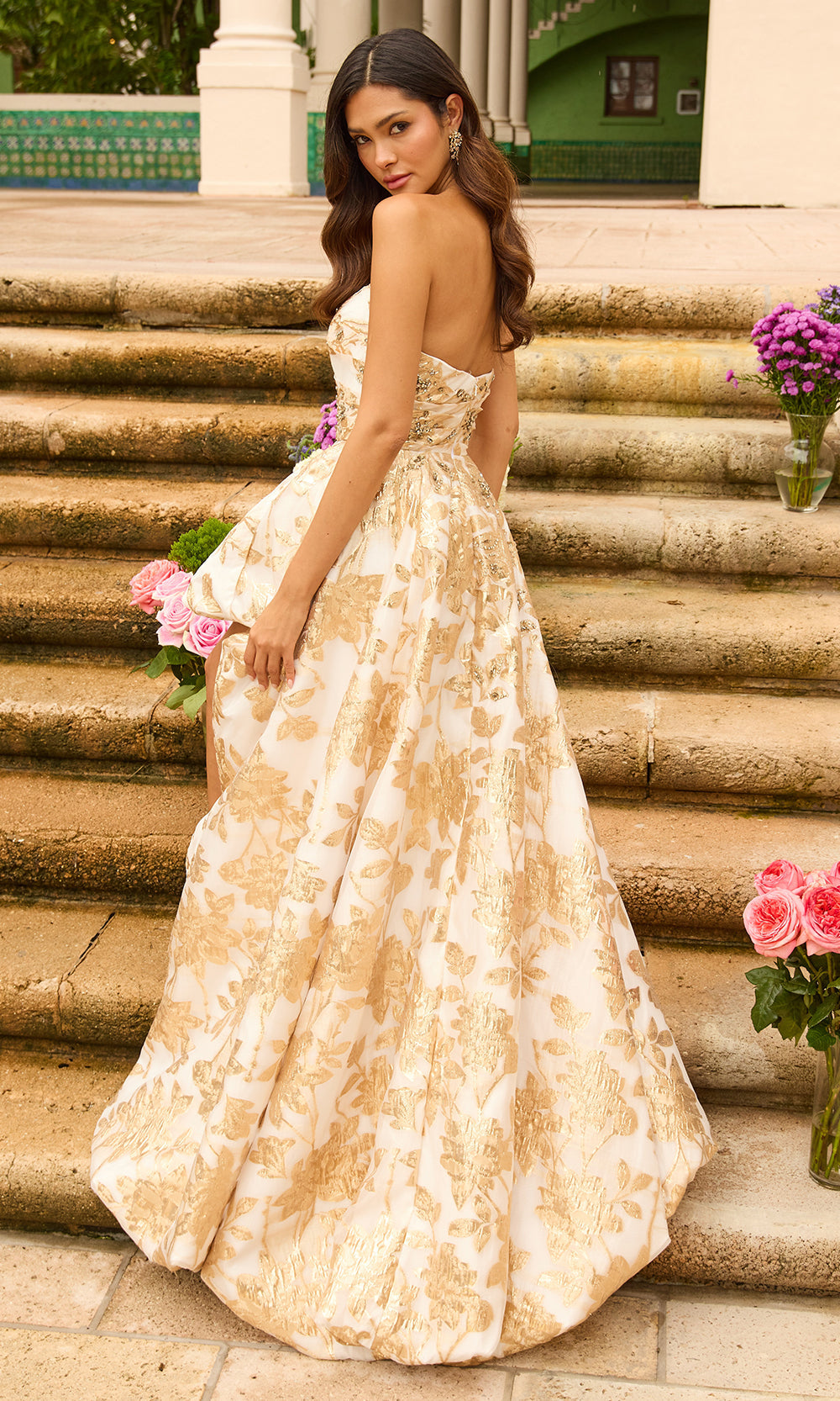 Ava Presley 42344 - High Low Bubble Hem Prom GownBall Gowns in White Gold 