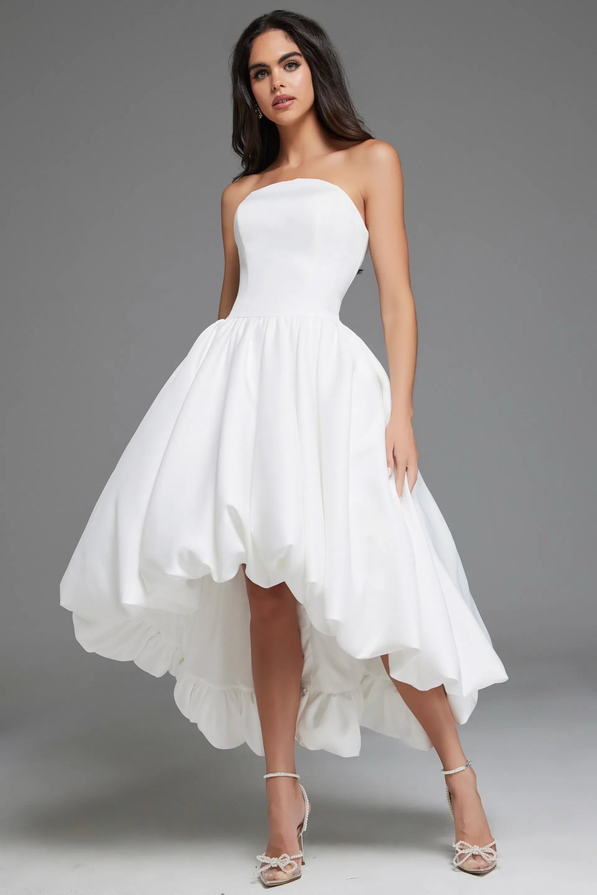 Jovani 42345 - Straight Across Hi-Low Evening Dress
