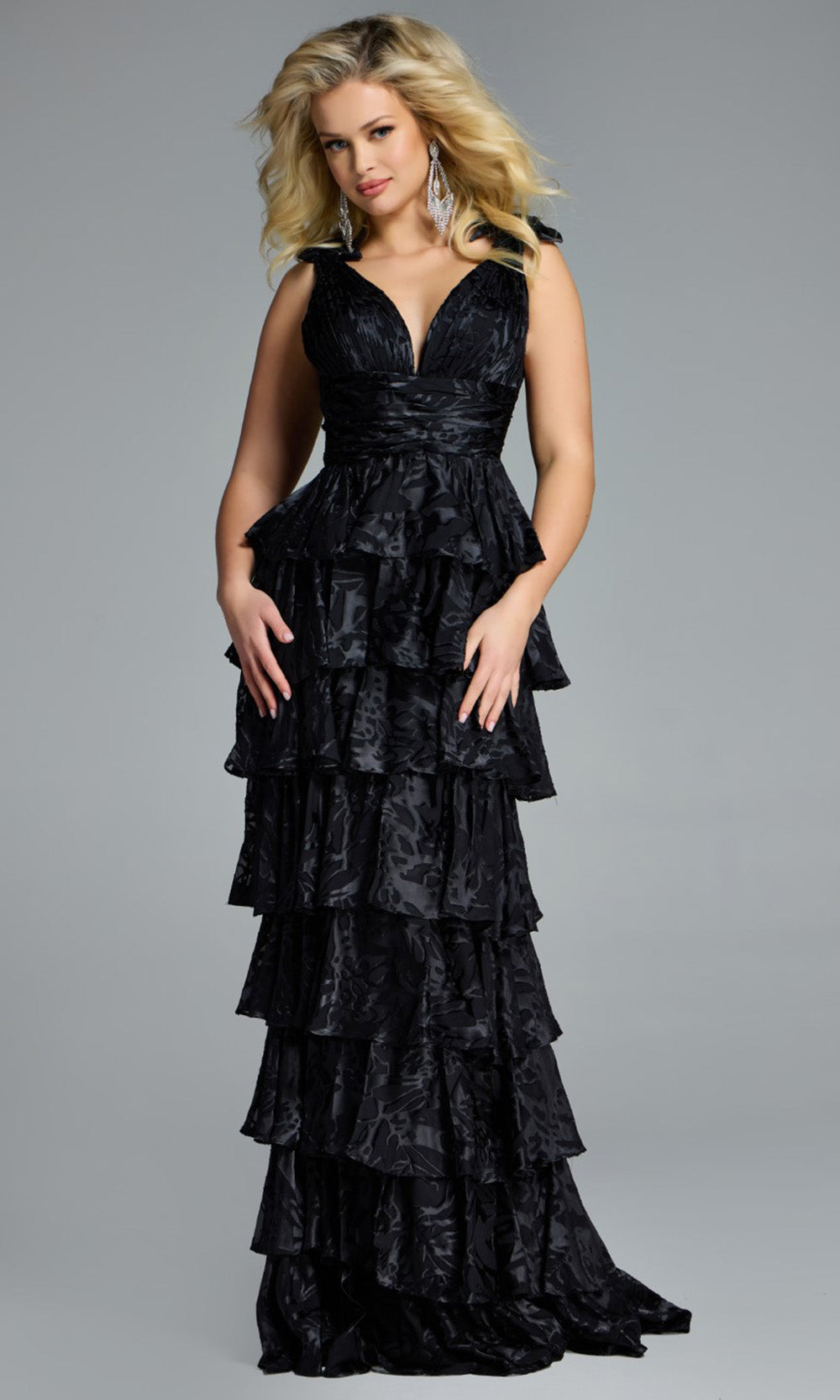 Jovani 42380 - Bow Strap Tiered A-Line Gown