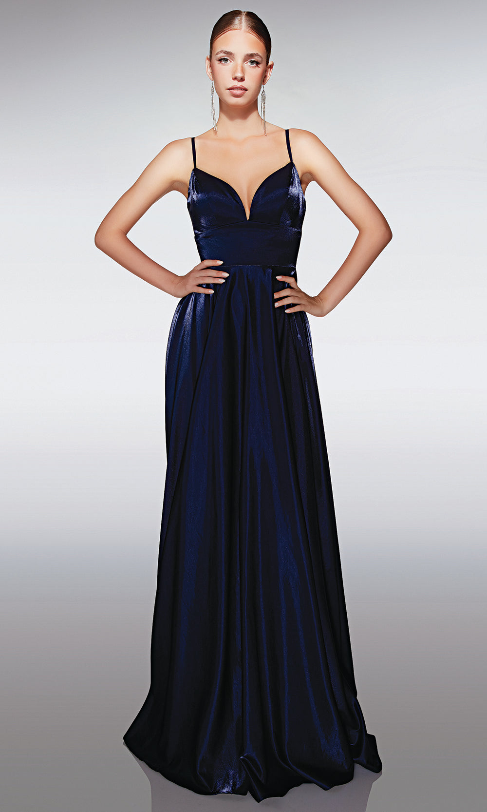 Aerie Couture 424 - Satin Gown with Train and Fitted Bodice Prom Dresses
