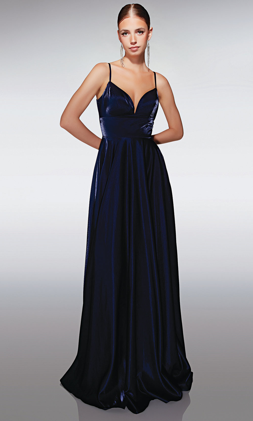 Aerie Couture 424 - Satin Gown with Train and Fitted Bodice Prom Dresses