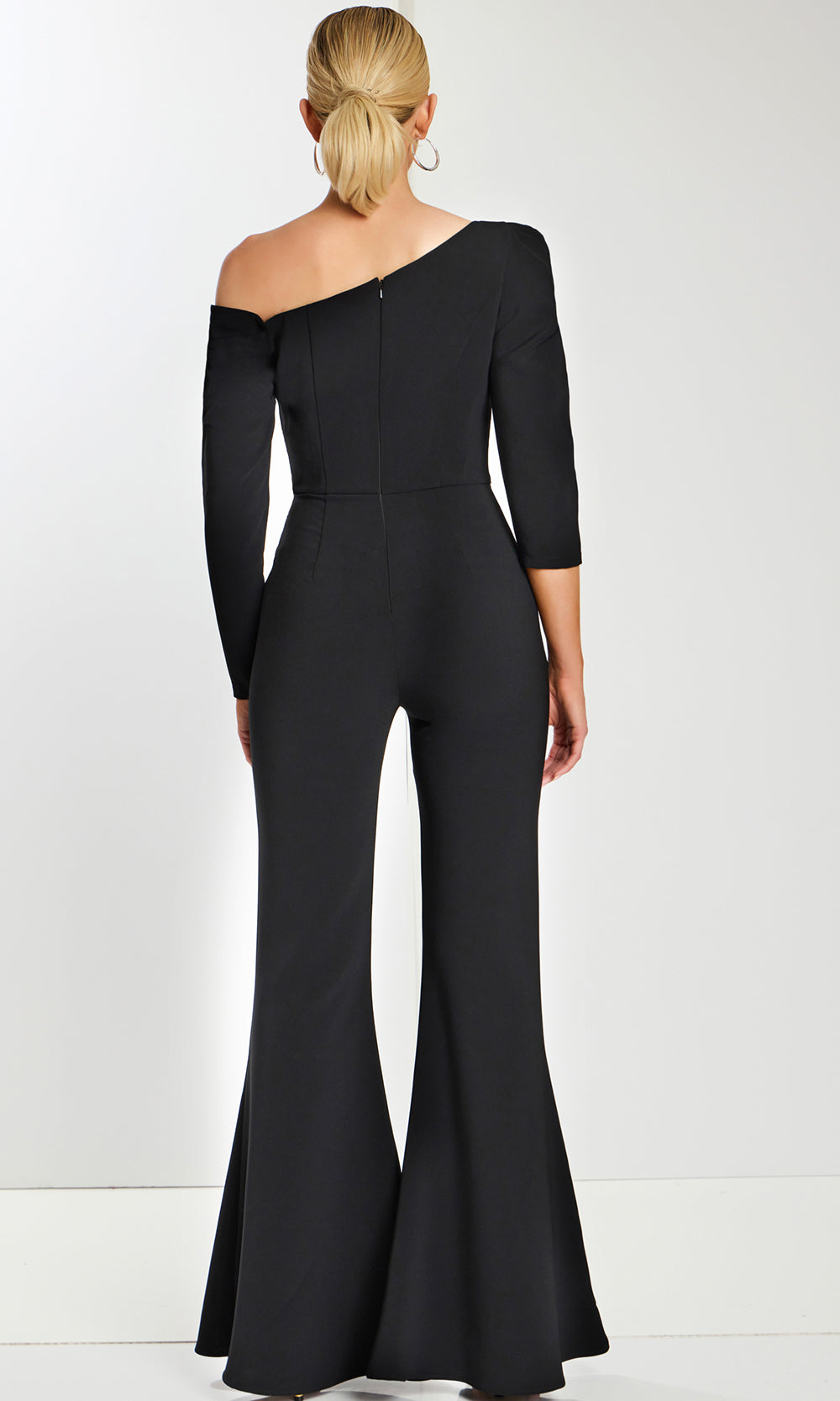 Jovani 42522 - Wide-Leg Asymmetric Neckline Jumpsuit Special Occasion Dress In Black