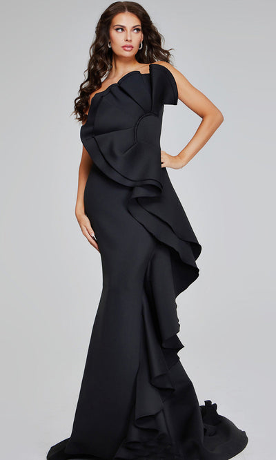 Jovani 42543 - Cascading Ruffle Asymmetric Long Gown Prom Dresses