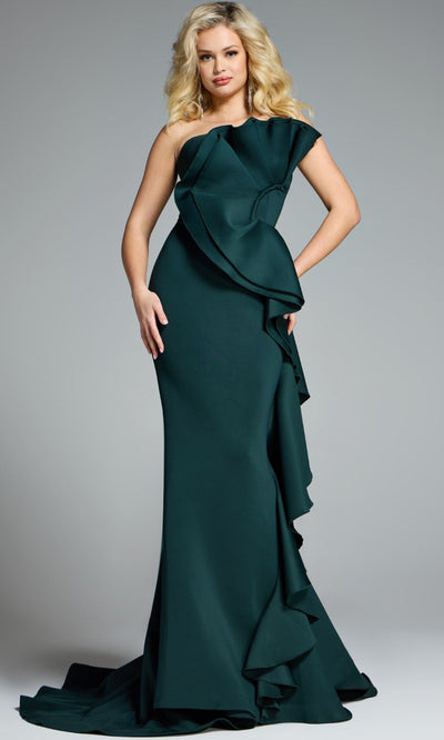 Jovani 42543 - Cascading Ruffle Asymmetric Long Gown Prom Dresses