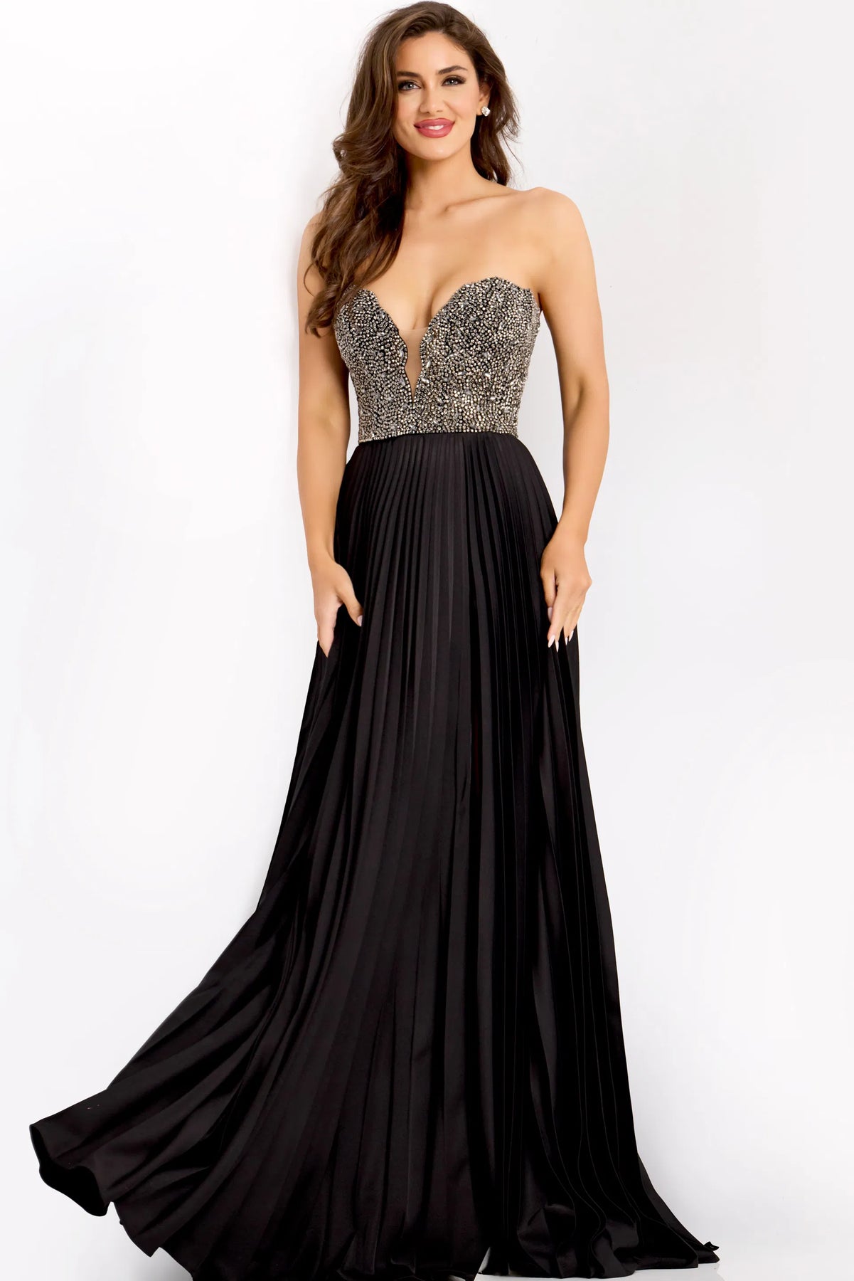 Jovani 42638 - Sweetheart A-Line Prom Gown with Slit