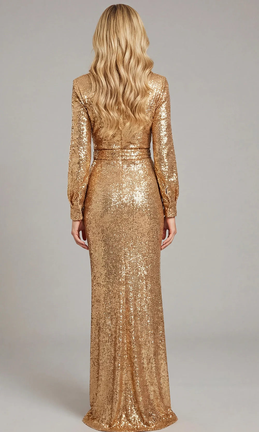 Jovani 42706 - Front Slit Sequin Column Gown Prom Dresses  in Gold 