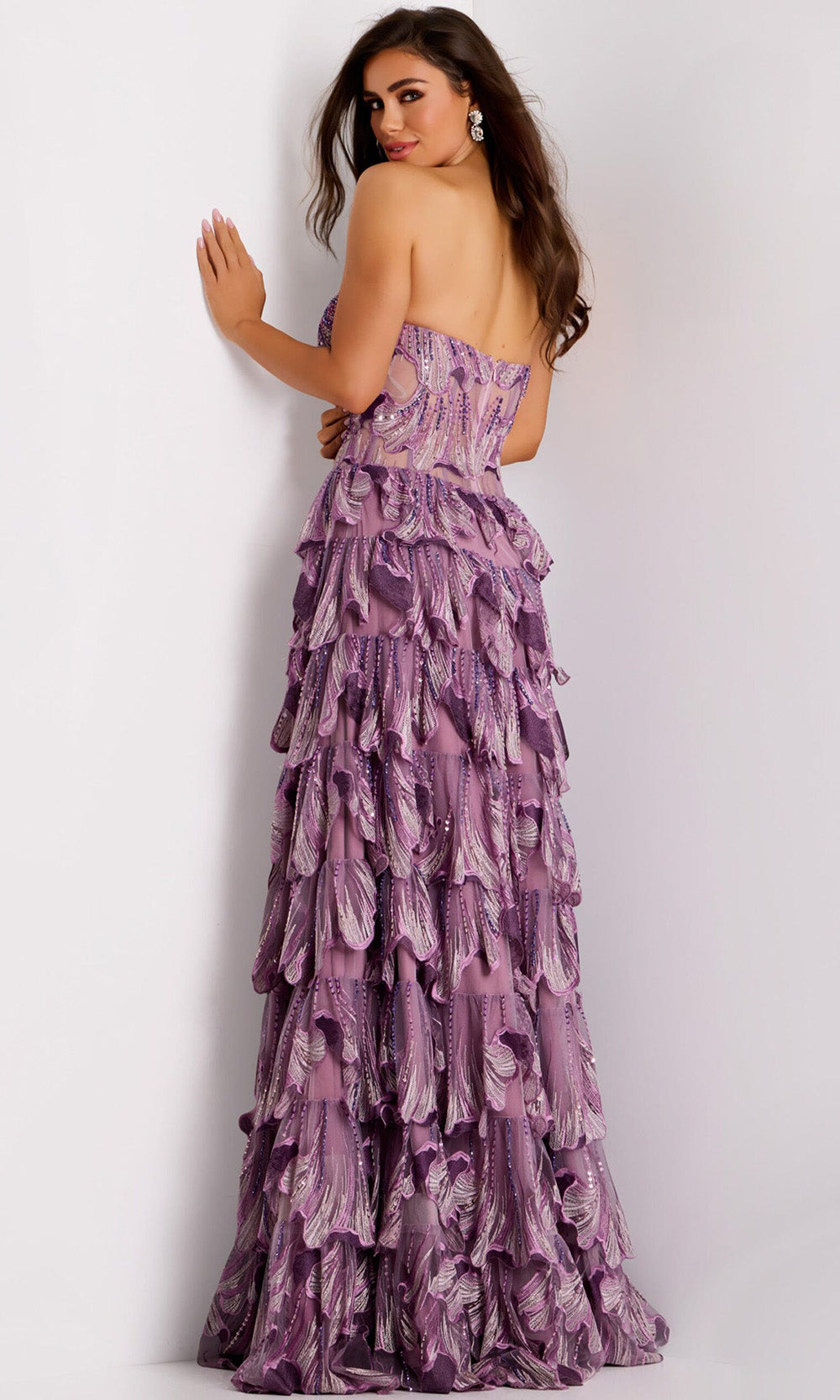 Jovani 42793 - Sweetheart Embroidered Tulle Layered Gown