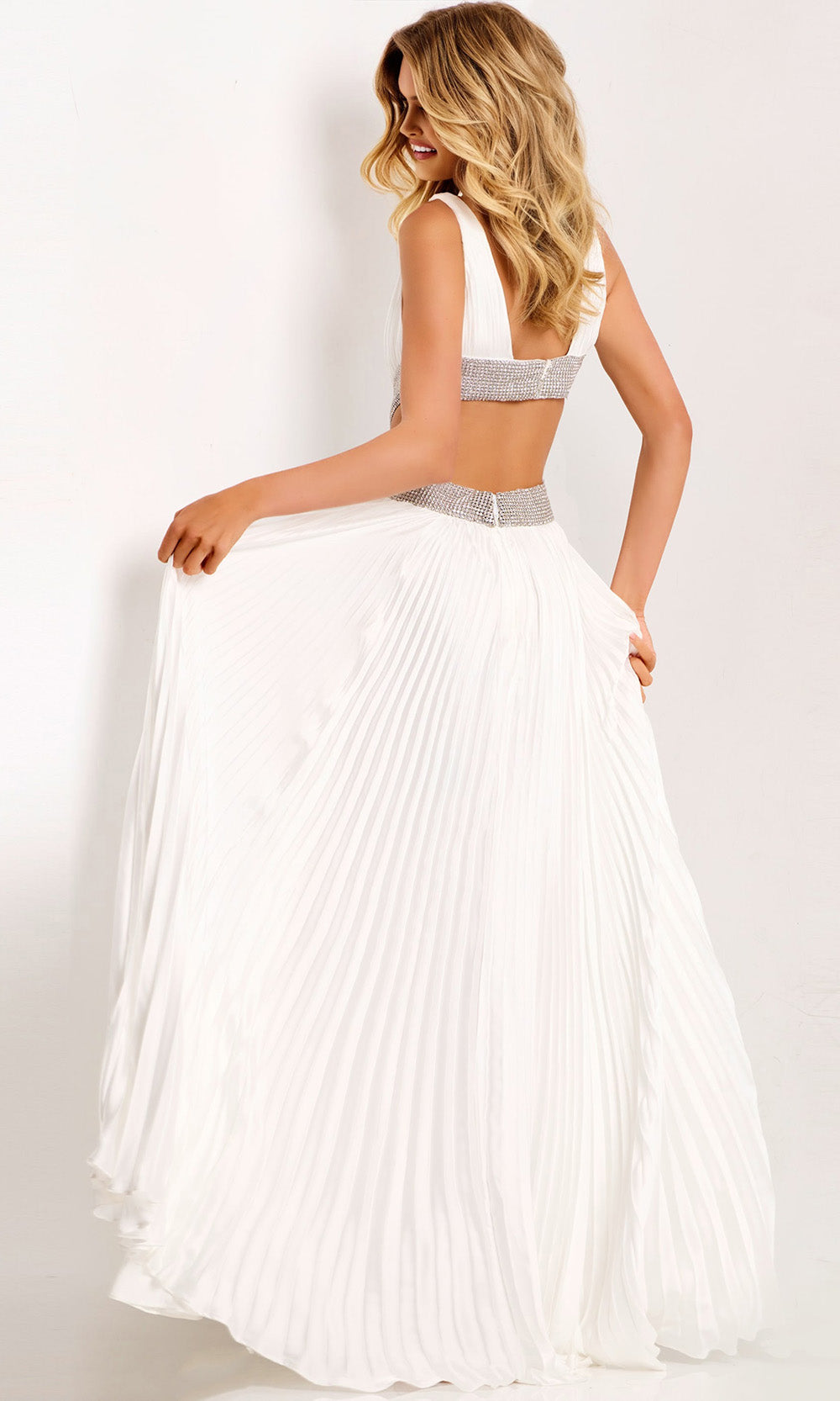 Jovani 42811 - A-Line Open Side Pleated Prom Gown