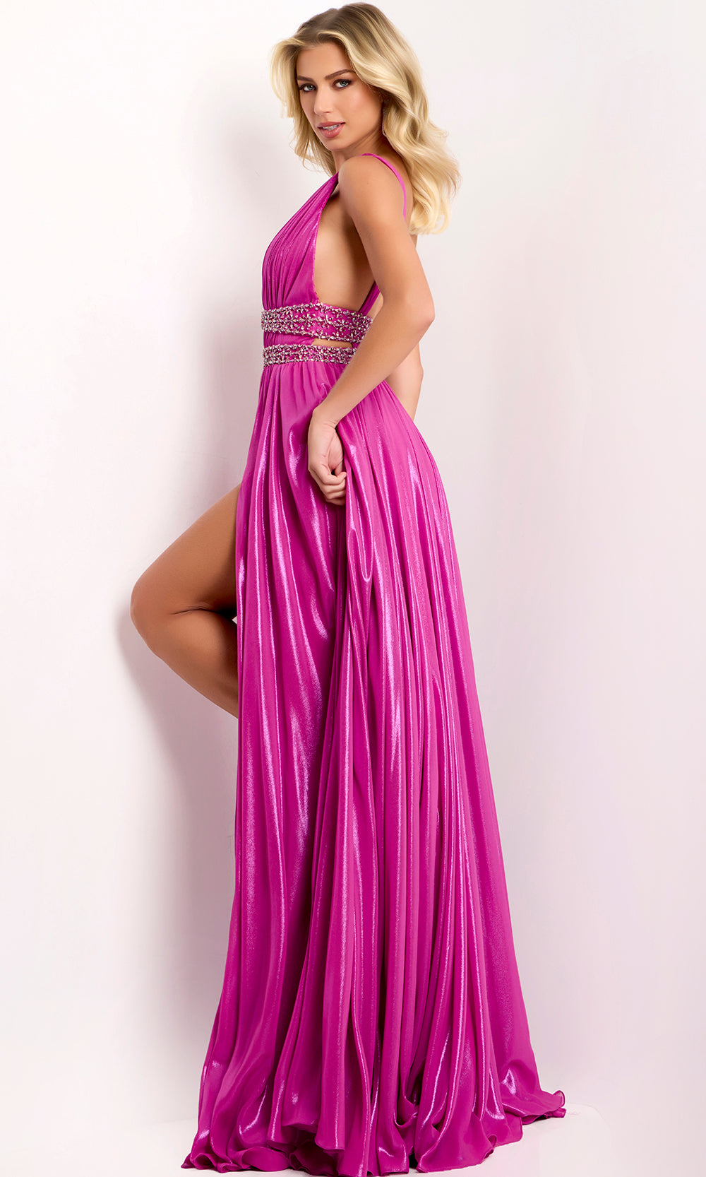 Jovani 42817 - Beaded Waistband Pleated A-Line Gown Prom Dresses