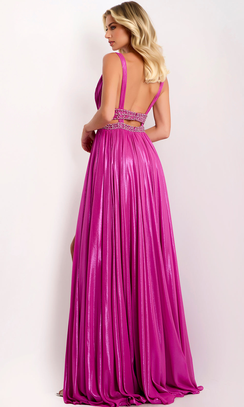 Jovani 42817 - Beaded Waistband Pleated A-Line Gown Prom Dresses