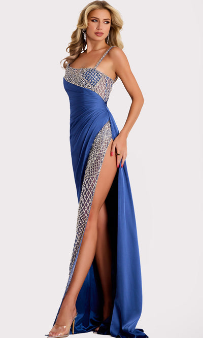 Jovani 42850 - Asymmetric Embellished Gown with Slit Formal Gowns