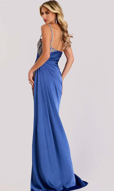 Jovani 42850 - Asymmetric Embellished Gown with Slit Formal Gowns