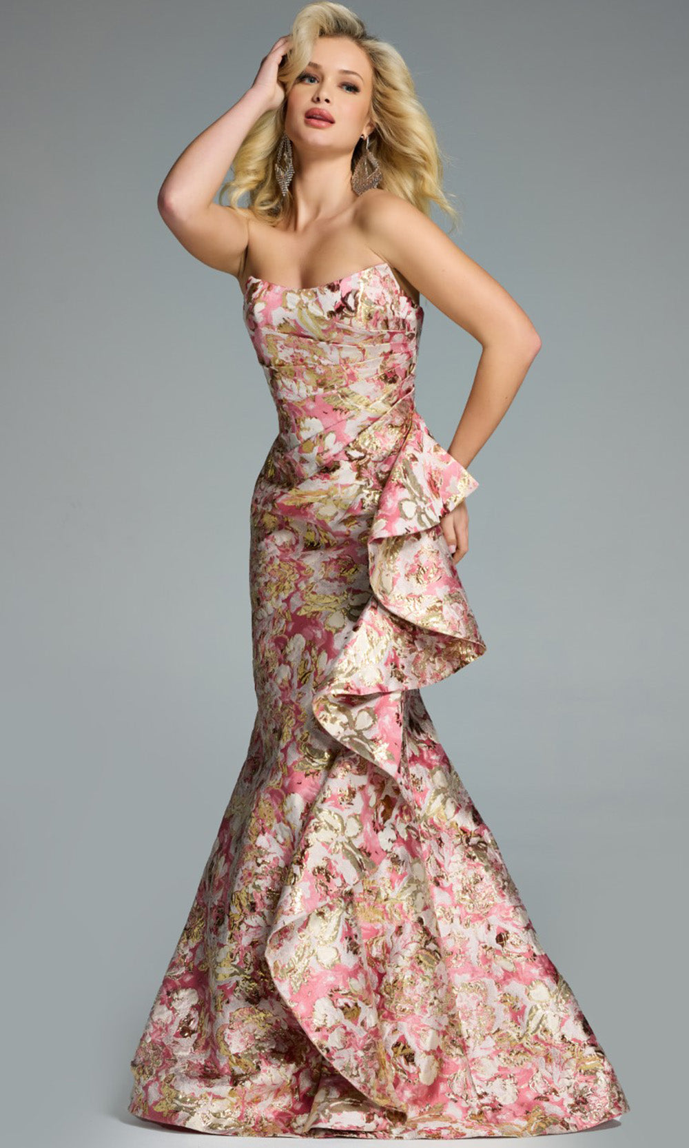Jovani 42927 - Strapless Mermaid Gown with Side Ruffle