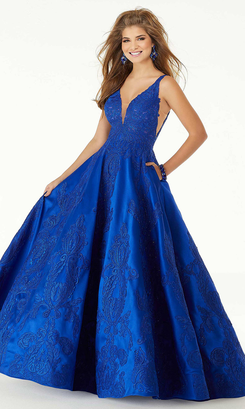 Mori Lee 49327 - Beaded Lace Satin Ballgown Prom Dresses