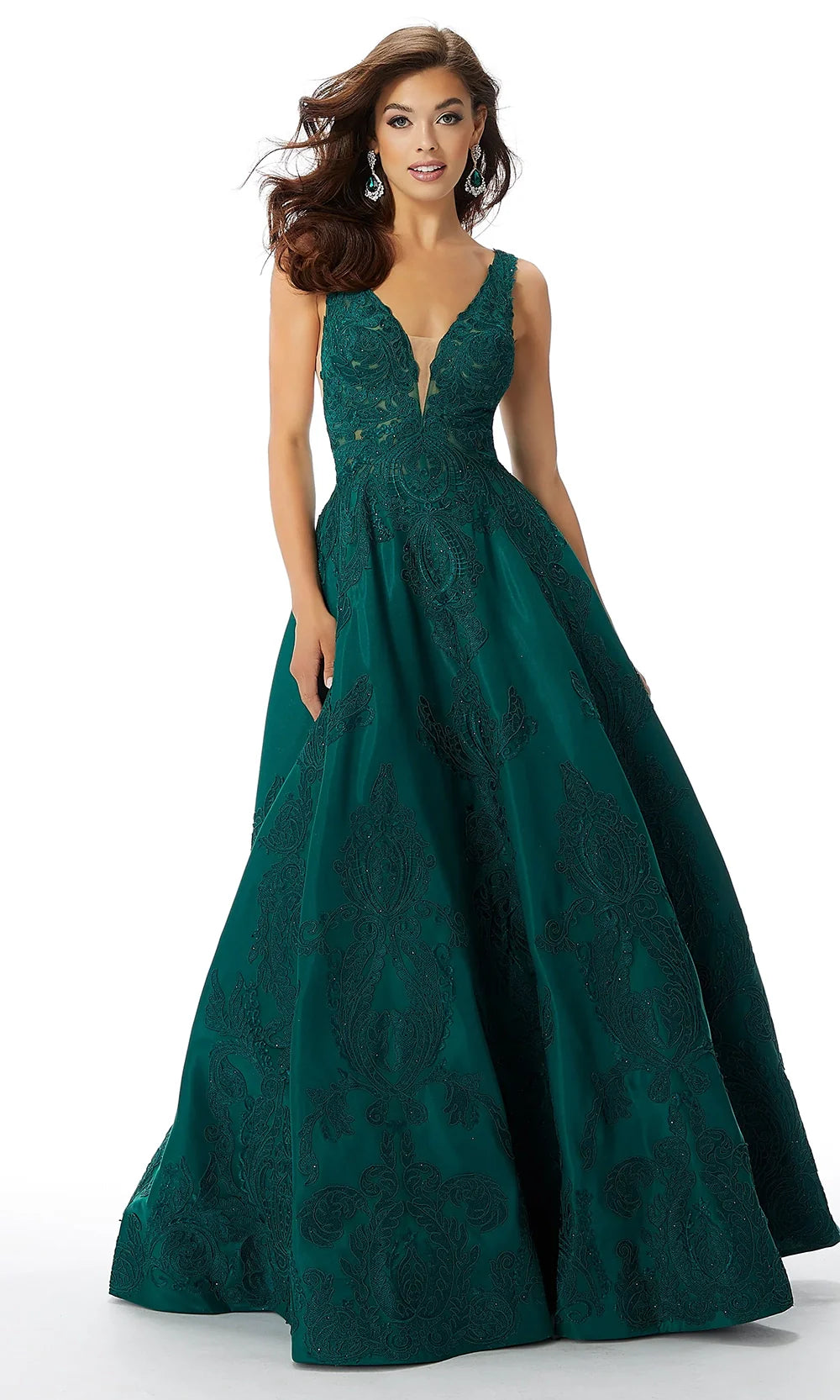 Mori Lee 49327 - Beaded Lace Satin Ballgown Prom Dresses