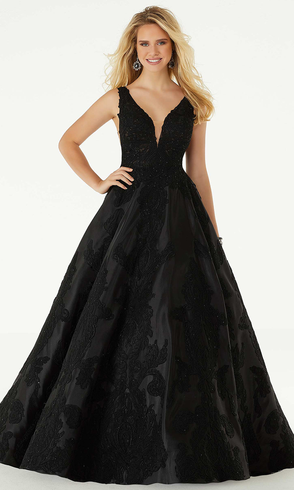 Mori Lee 49327 - Beaded Lace Satin Ballgown Prom Dresses