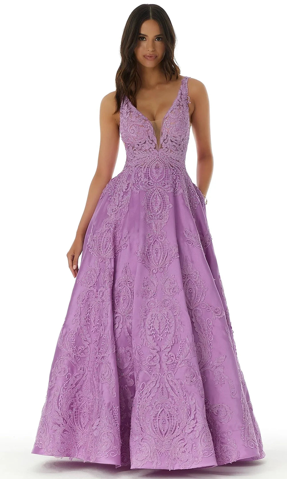 Mori Lee 49327 - Beaded Lace Satin Ballgown Prom Dresses