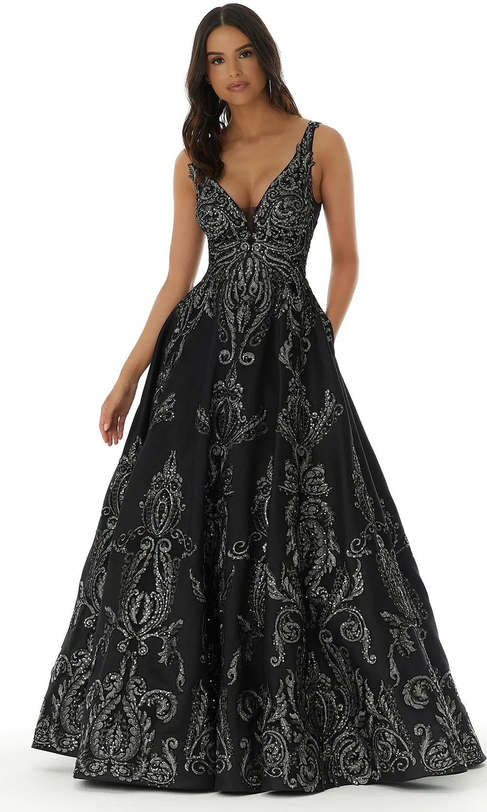 Mori Lee 49327 - Beaded Lace Satin Ballgown Prom Dresses