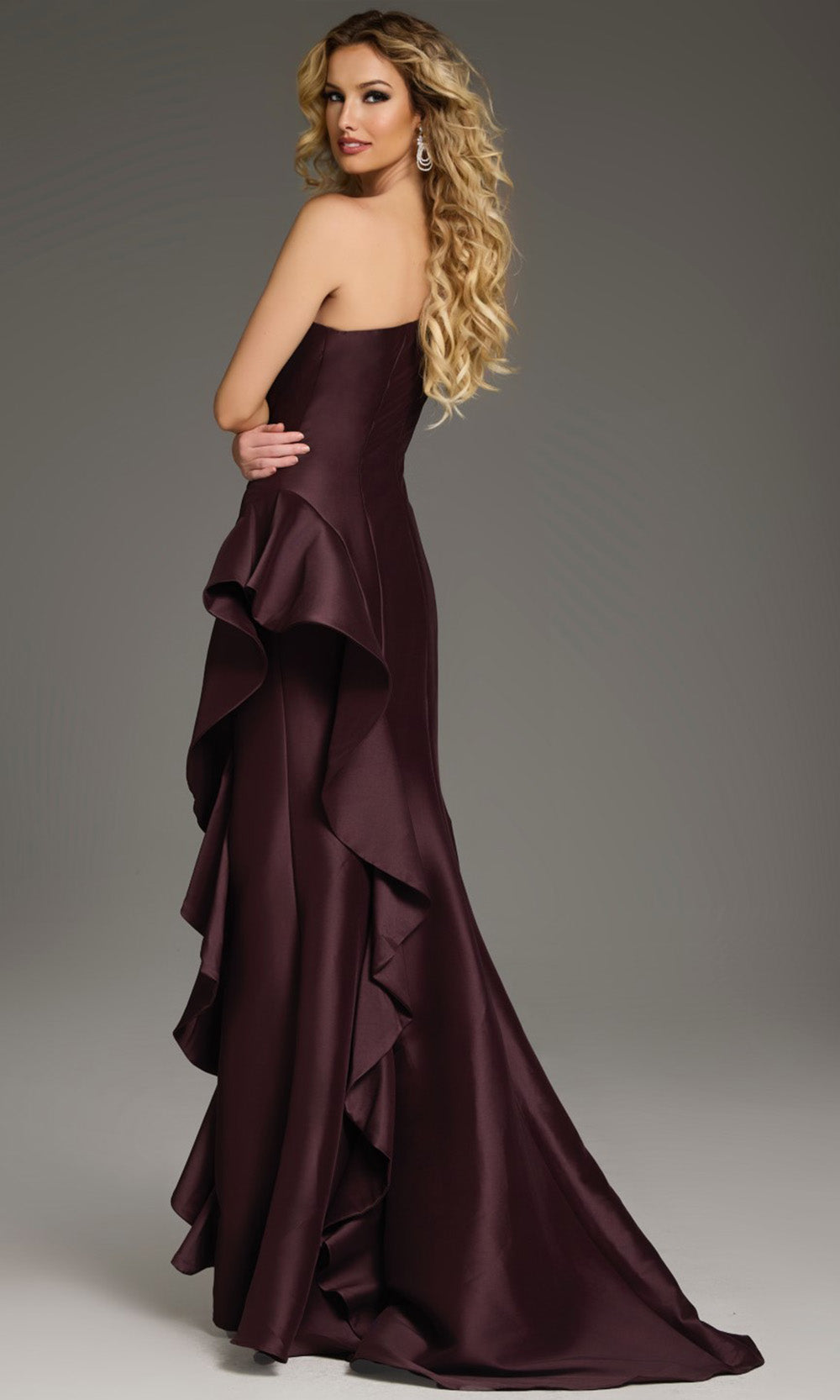 Jovani 43126 - Ruffle Detail Asymmetric Evening Gown Prom Dresses