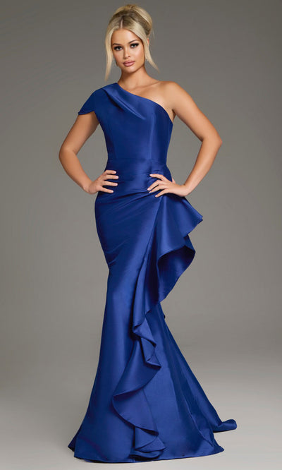 Jovani 43126 - Ruffle Detail Asymmetric Evening Gown Prom Dresses