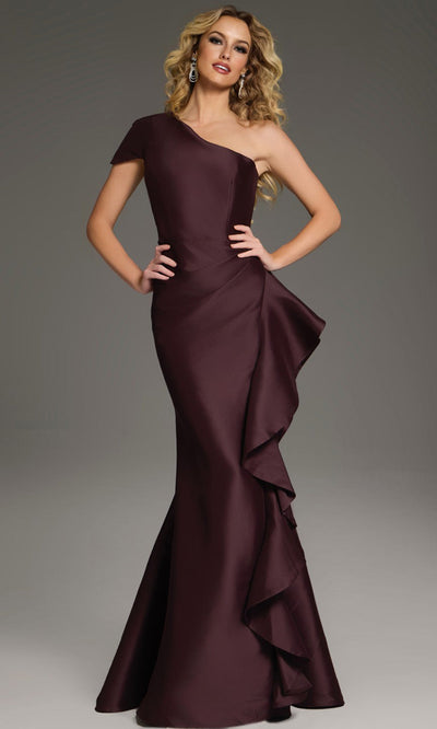 Jovani 43126 - Ruffle Detail Asymmetric Evening Gown Prom Dresses