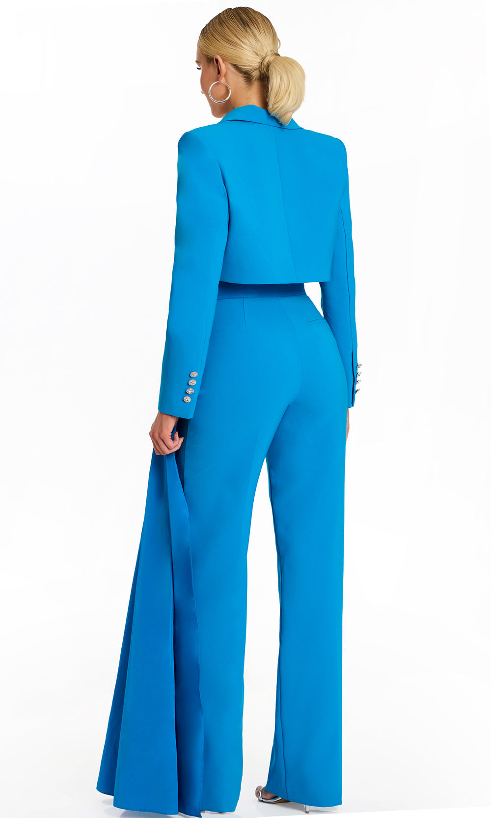Jovani 43139 - Rhinestone Button V-Neck Wide Leg Pantsuit Prom Dresses  in Peacock  