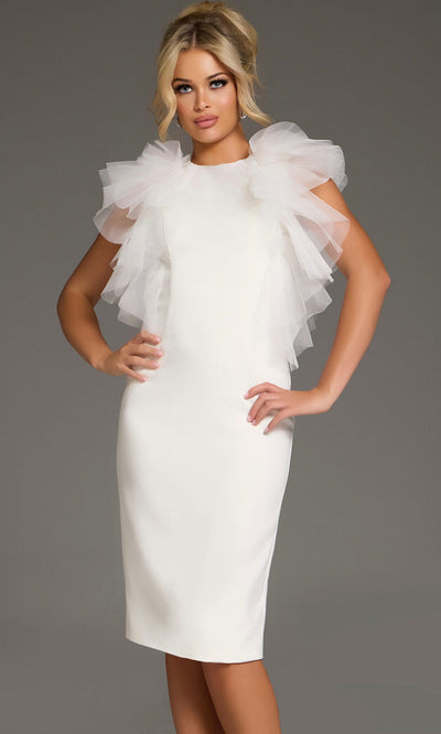 Jovani 43152 - High Neck Knee-Length Ruffle Dress Cocktail Dresses